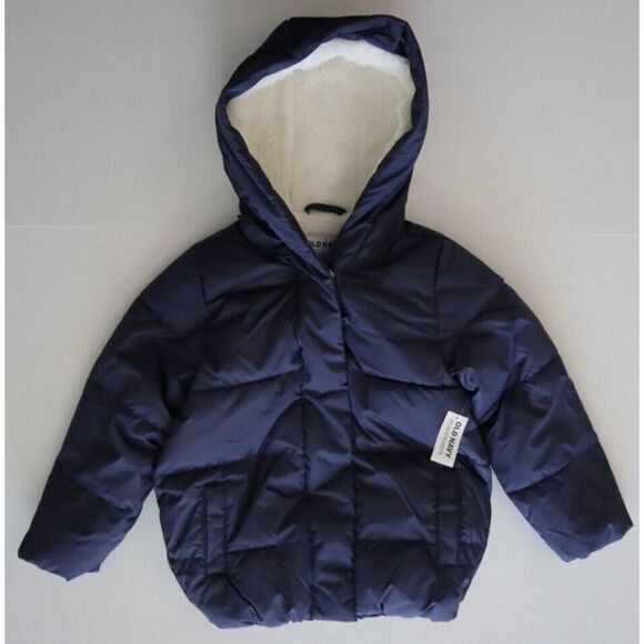 Old Navy 477556 Kid's Sz S (6-7) Blue Sherpa-Lined Hooded Puffer Jacket - Picture 7 of 10